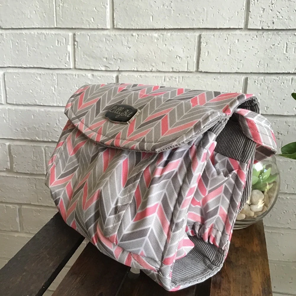 Lilly Bit Pink Chevron Makeup Diaper Clutch Bag